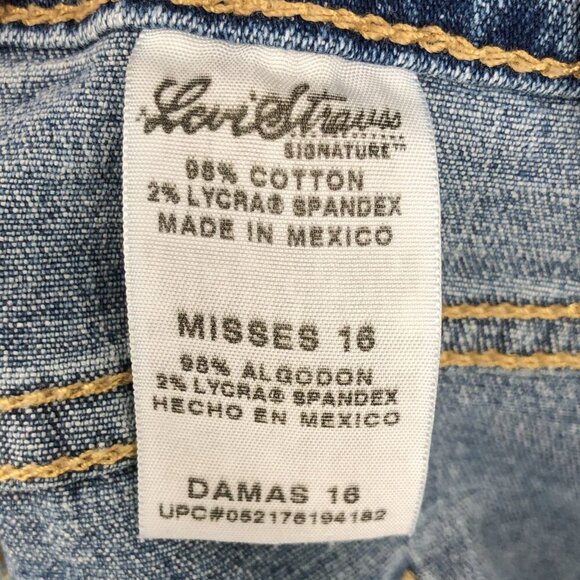 Vintage Levi Strauss Signature Women's Knee Length Denim Skirt 16 Blue 2003 Y2k - Picture 6 of 9